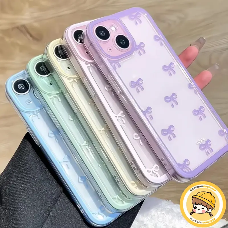 Case HP Untuk Vivo Y19s Y29 V40 Lite Y18 Y12 Y12S Y27S Y15 Y12i Y20S Y100 Y17S Y02 Y03 Y21 Y21S Y27 Y28 Y20 Y16 Y17 Y36 Y18E Y91C Y91 Y01 Y93 Y95 Y11 Y22 Y35 Y20A Simpul Pita Macaron Romantis Pola Transparan Berwarna-warni Soft Cover 3
