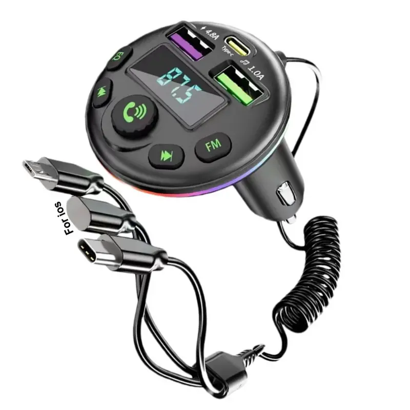 Bộ phát Bluetooth trên ô tô, Đa chức năng, Bluetooth 5.0 + Bộ phát FM + Sạc nhanh 3 trong 1, Bộ Chuyển Đổi bộ thu âm thanh, Tương thích với các thiết bị thông minh Phụ Kiện 0