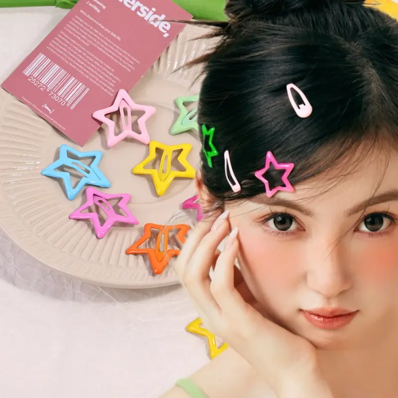 Kẹp Tóc BB Ngôi Sao, Y2K, Nhiều Màu, Thời Trang Hàn Quốc, Dành Cho Trẻ Em, Dopamine, Kẹp Tóc Mái Kim Loại Dễ Thương, Kẹp Tóc, Bộ 2 Chiếc 0