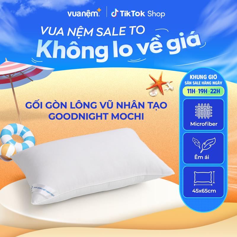 [ Võ Hà Linh x Vua Nệm] COMBO 2 gối gòn lông vũ 5 sao Elegant Goodnight Mochi 45*65  VUA NỆM - Mềm mại, êm ái, thoải mái ngủ ngon cho người thích nằm vừa & cao ( Ko gồm vỏ gối)