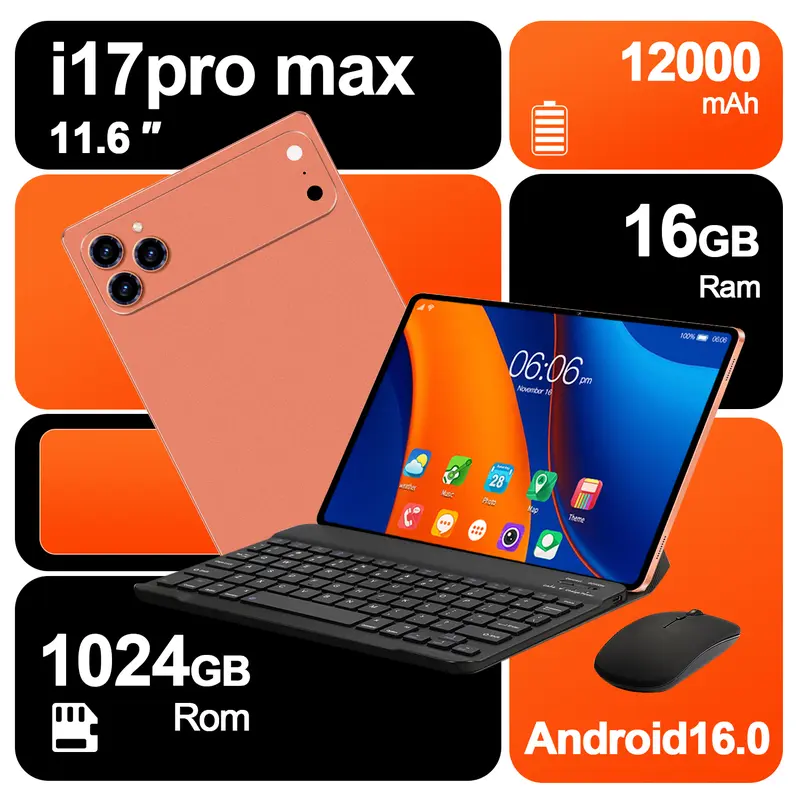Pad 17 Pro Max Tablet - 10.1-inch Android 12 with 512GB storage