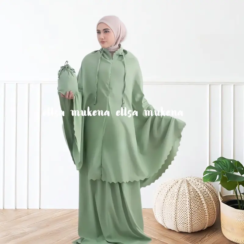Mukena Dewasa Traveling Malda Lasercut 2in1 Katun Mikro Super Silky Polos 1