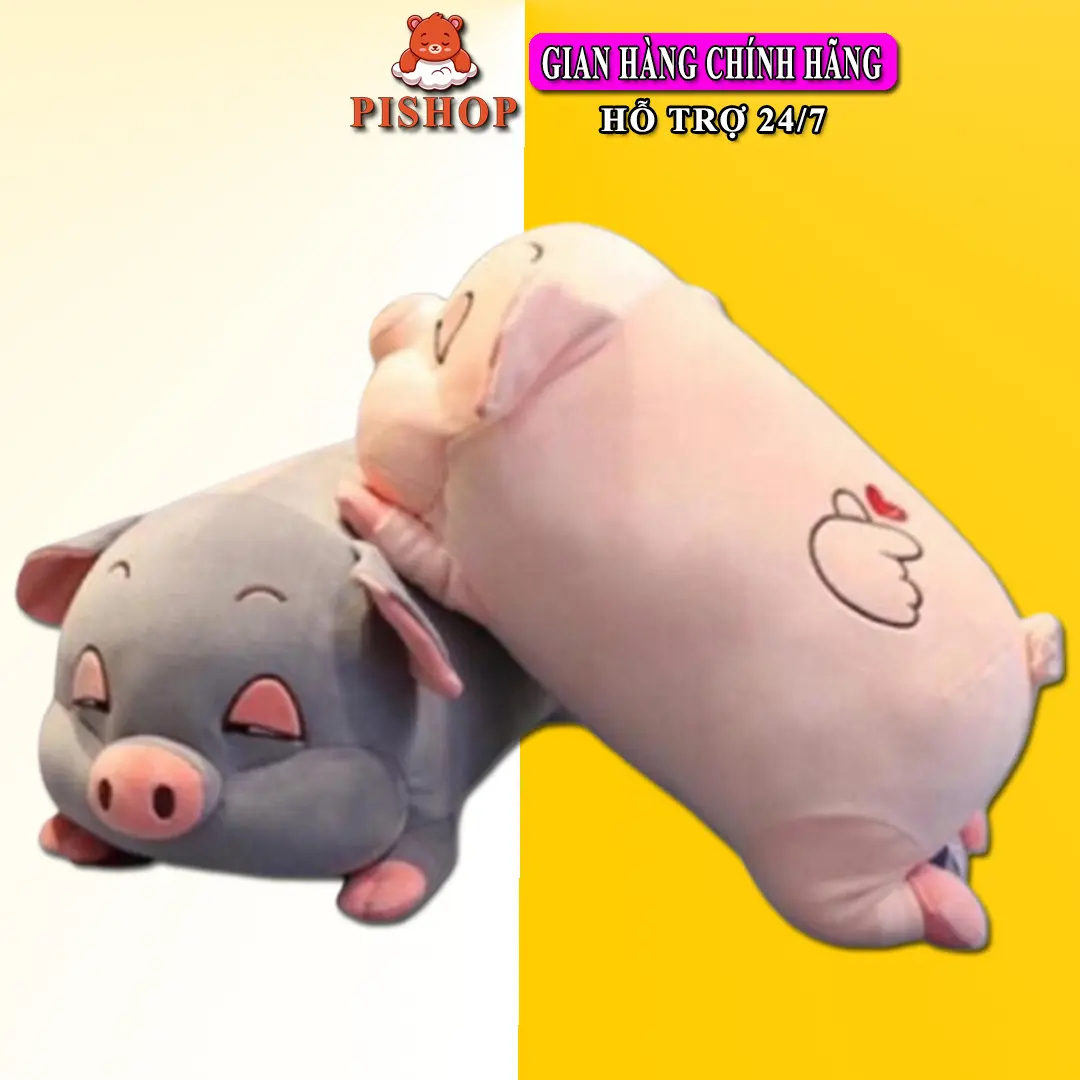 Gabotabo - Gấu Bông Heo Lim Dim Size 40cm Cực Dễ Thương – Thú Nhồi Bông Lợn Siêu Mềm Mịn, Đồ Chơi Không Phát Nhạc Hottrend Toy Voi