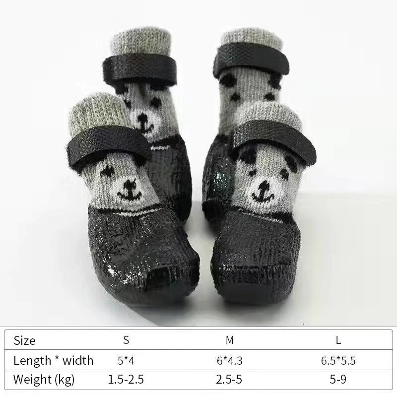 4 Pieces of Puppy Teddy Socks, Waterproof Cat Shoes, Scratch Resistant Foot Covers 0
