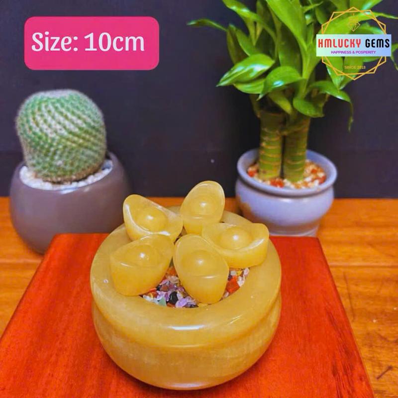 Product Introduction of Bát Tụ Bảo , Bát Tụ Bảo Tài Lộc, Bát Minh Đường Tụ Thủy, Đá Ngọc Hoàng Long Màu Vàng, Nhiều Kích Cỡ 5