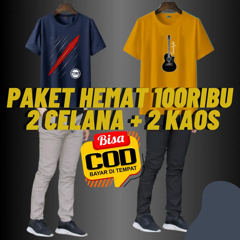 PAKET 100ribu  2 CELANA  CINOS + 2KAOS 0