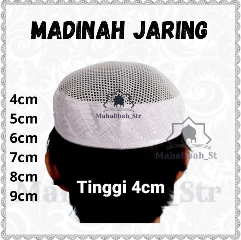 Peci Madinah Jaring Kopiah Haji Tinggi 4cm 5cm dan 6cm 7cm 8cm 0