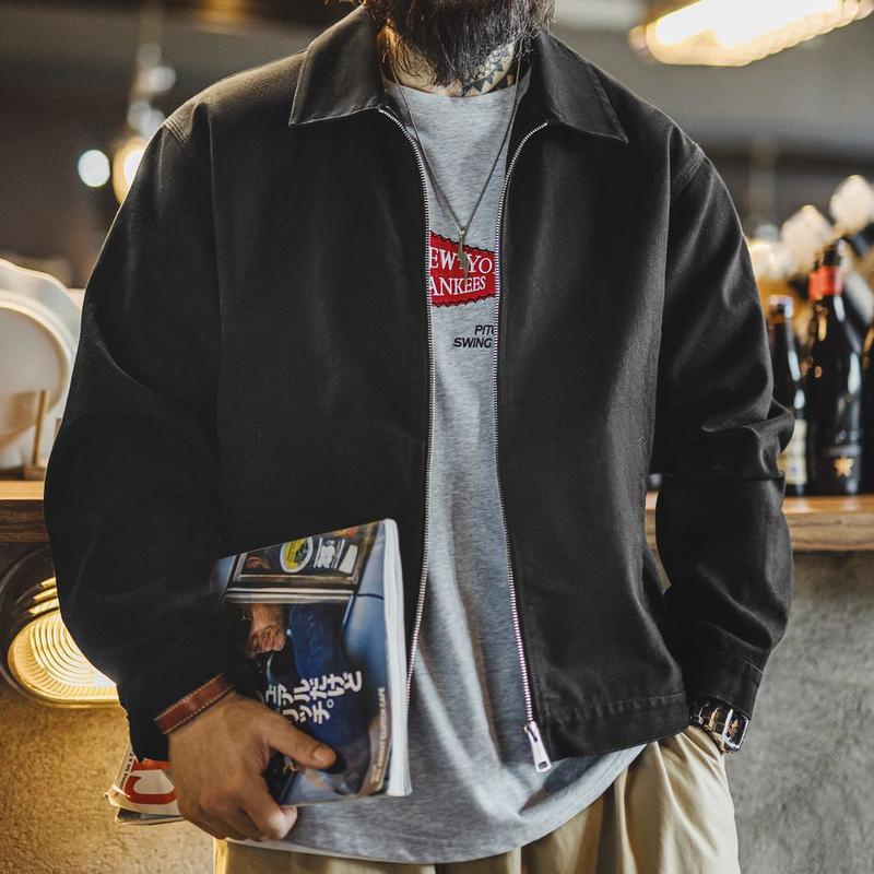 Áo Khoác Huấn Luyện Viên Cổ Điển Dành Cho Nam Giới MADEN 415Gsm Áo Khoác Bông Trọng Lượng Cao Bền Kiểu Người Lái Xe Ngắn Thường Ngày Thích Hợp Cho Đi Làm Và Mùa Thu Áo Mặc Bên Ngoài