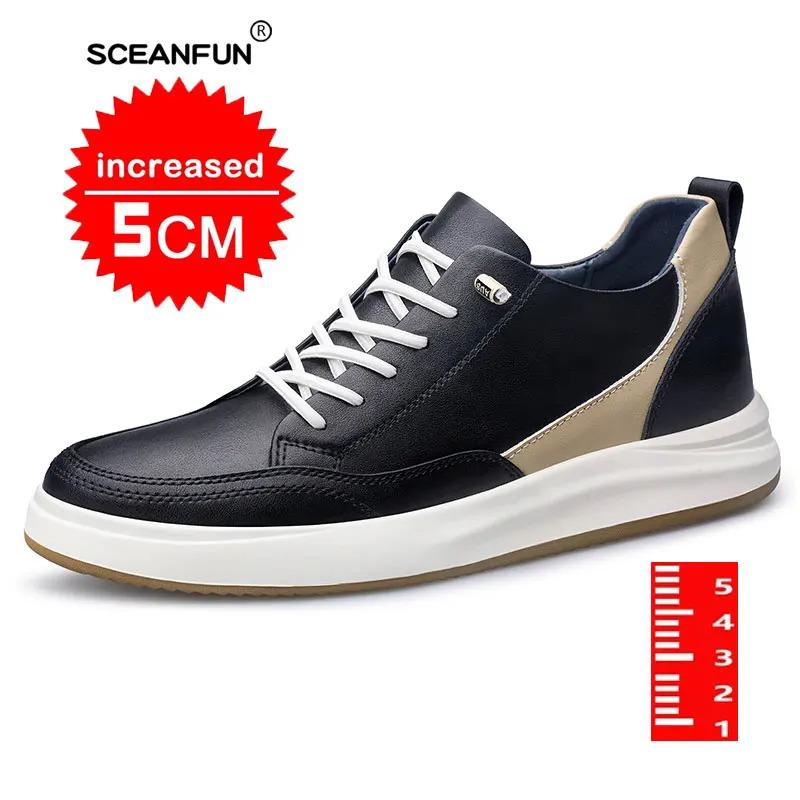 Giày Tăng Chiều Cao Vô Hình, Dành Cho Nam, Da Thật, Giày Thể Thao Đi Bộ Thường Ngày Chiều Cao 7cm, Sapato Nam, Thiết Kế Mùa Thu 7
