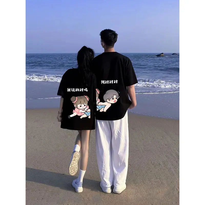 Trang Phục Mùa Hè, Trang Phục Cặp Đôi, Áo Phông Dáng Rộng Rãi, Cao Cấp, Hàng Mới Về, Bộ Đồ ngắn Tay Đặc Biệt Nữ Top 6