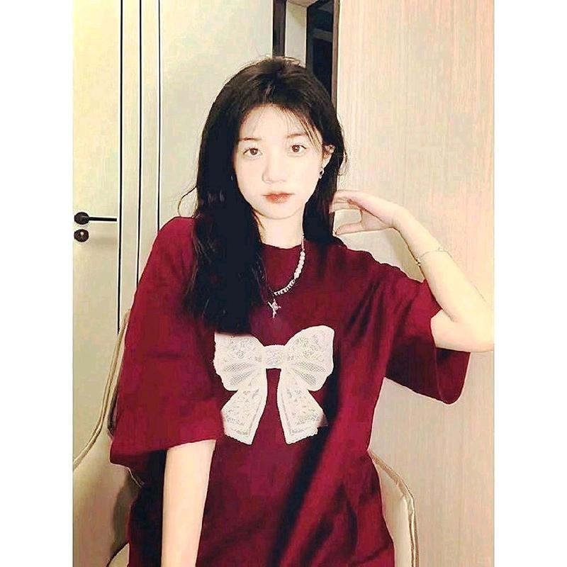 Áo  ĐÍNH NƠ FORM RỘNG hot trend 2025 cổ tròn (MỎNG NHẸ,GIÁ RẺ,HÀNG BÌNH DÂN) Top Women 1