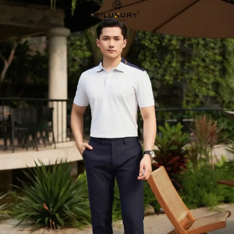 Áo Polo Biluxury Cao Cấp Vải Recycle Thân Thiện Với Da 8APCT432TRK Form Body Fit Ôm Vừa Người Menswear Nam Có Cổ Tay Ngắn Shirt 1