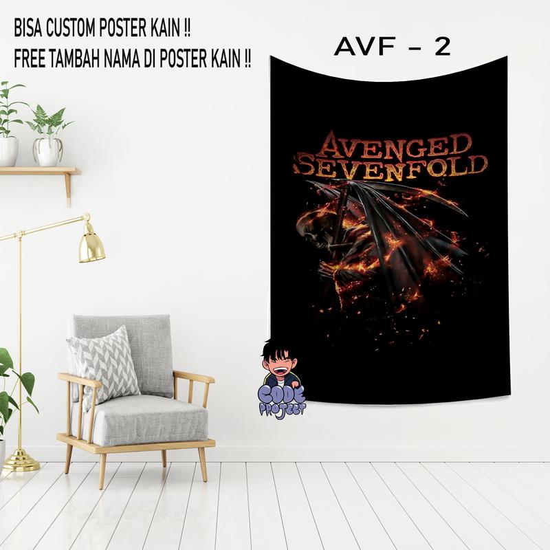 POSTER KAIN AVENGED SEVENFOLD - hiasan dinding kamar - dekorasi rumah dan kamar - pajangan dinding gambar avenged sevenfold - Ukuran 90x140cm 1