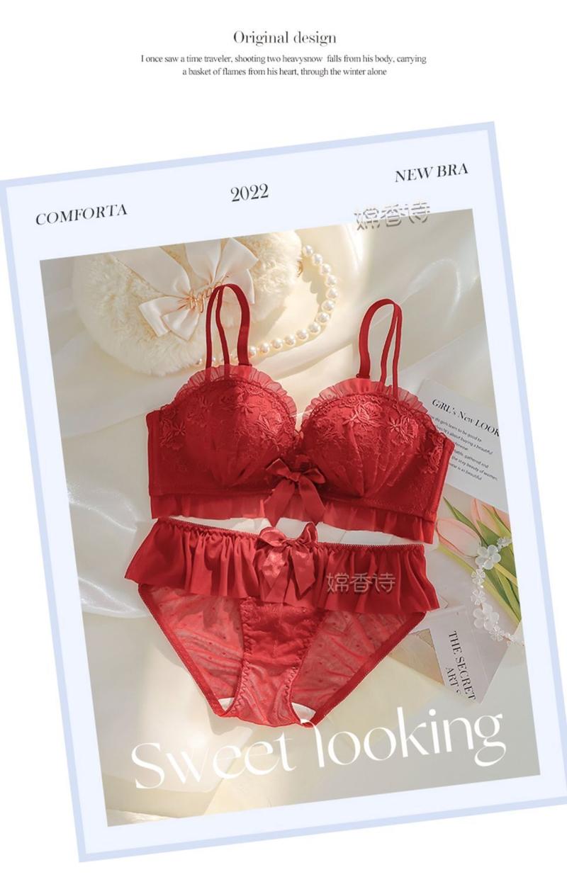 Product Introduction of Bra Lace Wireless Bra for Small Busts, Side Support, Lingerie, Comfort, Bridal, Print,  Anti-Sagging, Sweet & Sexy Design, Push-Up Bra for Women Womenswear 35