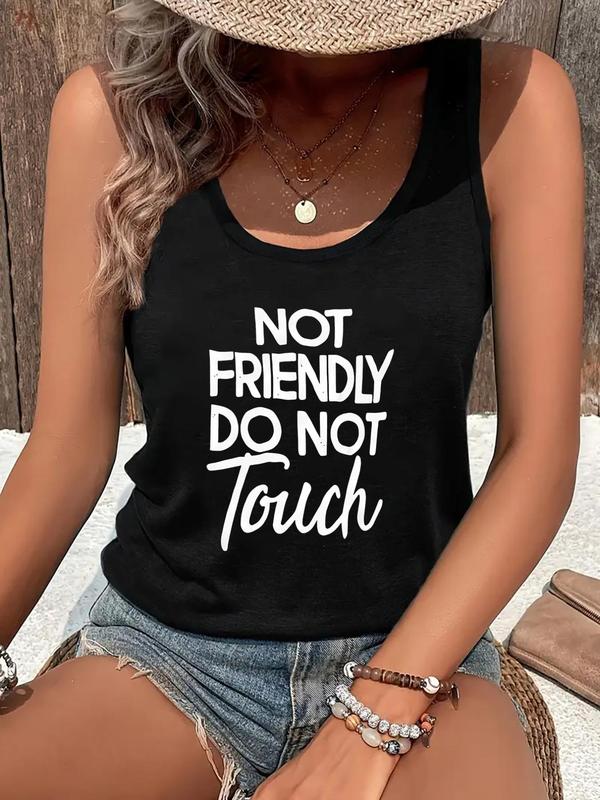 Women's Letter Print Tank Top, Casual Sleeveless Top for Daily Wear, Ladies Clothes for All Seasons 3