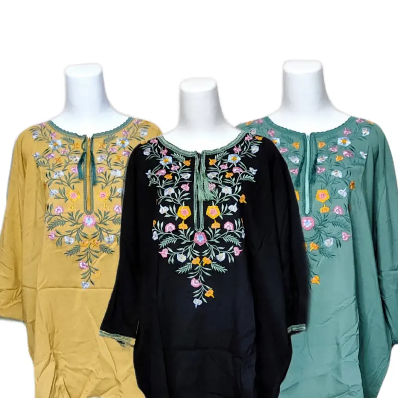 Daster Bordir Oneset Setelan Lengan Panjang Jumbo Busui Friendly Katun Rayon Premium Wanita Lembut Nyaman Piyama Santai Tidur Baju Celana baju  tidur 7