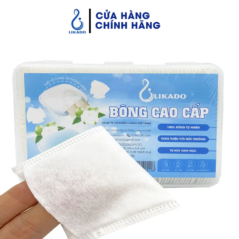 Bông tẩy trang Likado hộp 120 miếng kích thước 5.5x6.5cm Trang Điểm Mỹ Phẩm 4