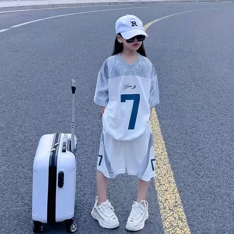 Bộ quần áo thể thao hè bé gái 18-50kg từ 6-16 tuổi số 88 chất cotton bóng. Đồ bộ bé gái, sét đồ bé gái 4