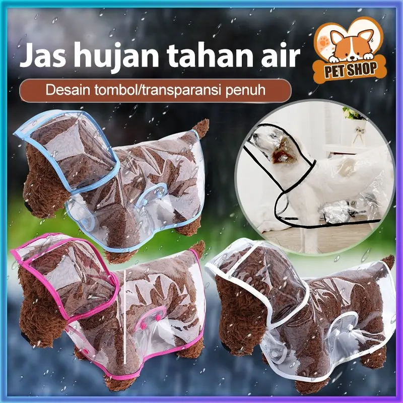 Anjing Kucing Jas Hujan Transparan Anti Air Untuk Hewan Anabul premium
