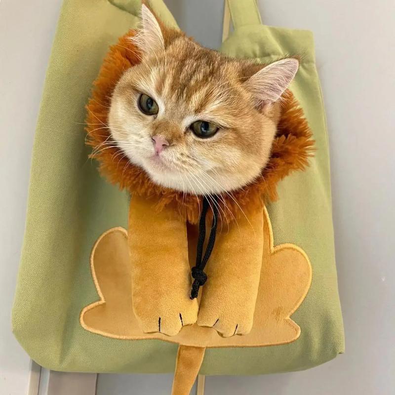 Pet Canvas Shoulder Bag Lion shaped Cat Tote Bag Comfortable Pet Tote Bag Pet Shoulder Bag Portable Outdoor Cat Tote Bag 2