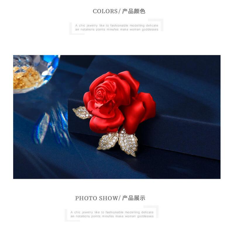 Product Introduction of New multi-purpose fixed clothing clip, suit jacket, cheongsam accessory, rose chest flower, red camellia flower brooch 5