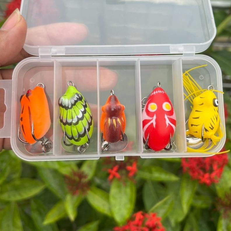 Hộp mồi câu lure combo hộp gồm 5 con mồi nhái hơi Bắt Cá Đi Câu Câu Cá Fishing