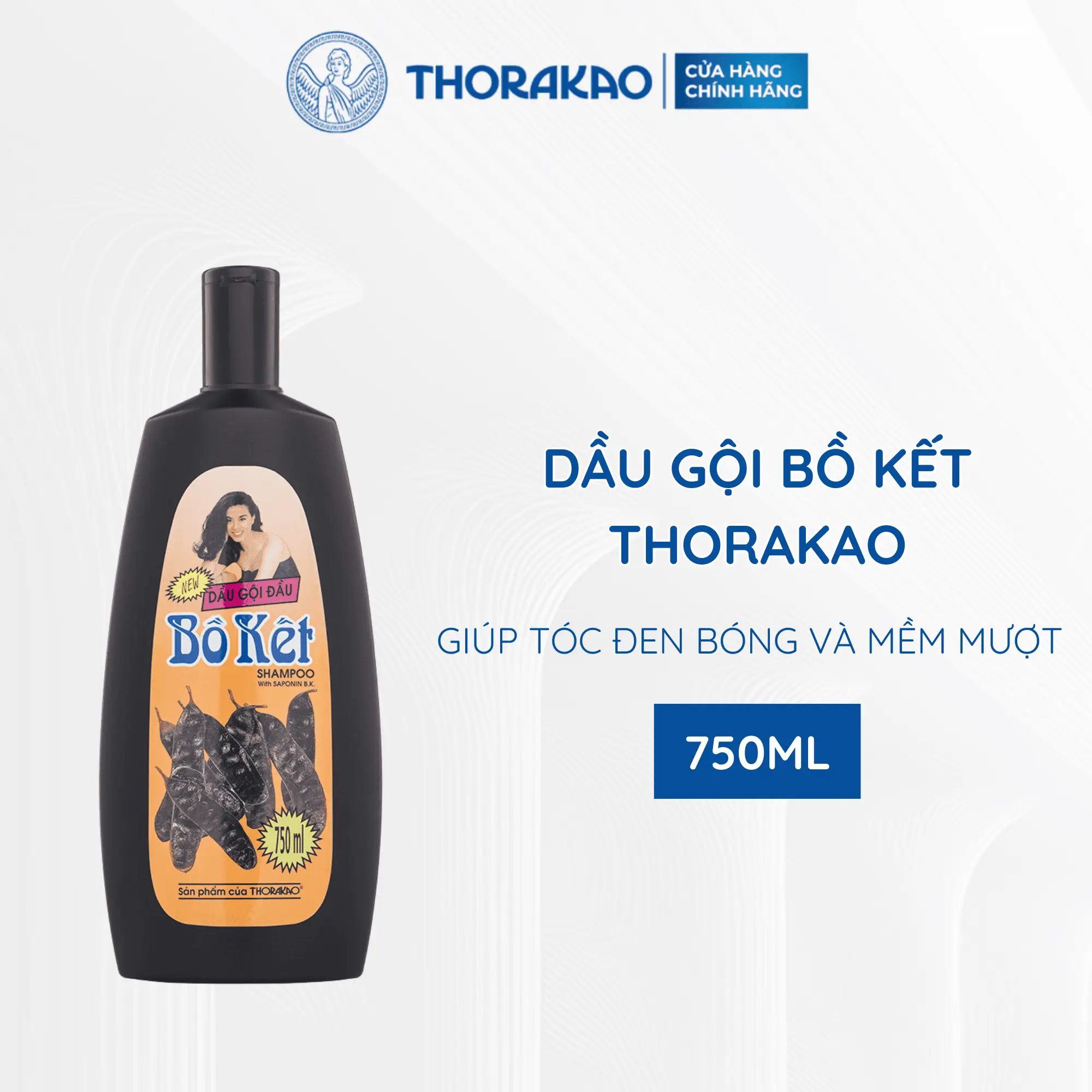 Dầu Gội Bồ Kết Thorakao Dưỡng Tóc Đen Bóng Suôn Mượt 750ml