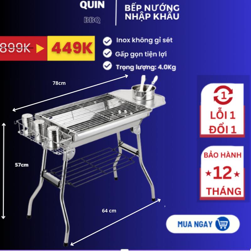 Lò nướng than bếp nướng than hoa gấp gọn tiện lợi Hàng công ty chính hãng Model H1P 49 * 33,5 * 57cm QUIN STORE