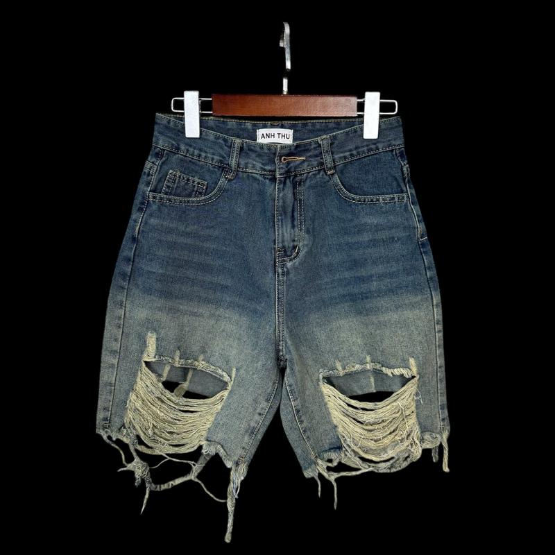 (MỚI) Quần Jeans Ngố Nữ Rách Trước Và Sau Tua Lai Cá Tính Women Pants 2