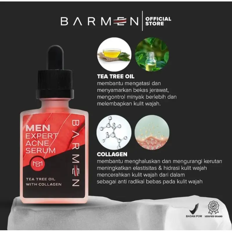 Barmen Paket Anti Acne Cleasing Wash - Bebas Jerawat tanpa ribet - isi 2pcs || Perawatan Muka Berjerawat Berminyak Memudarkan Membersihkan wajah normal perawatan jerawat salep panu serum untuk Acid Cleansing 3