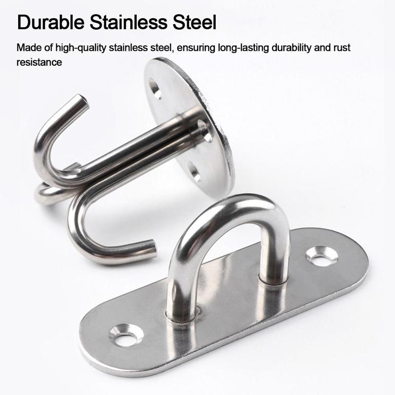 Product Introduction of 1Pcs New Pad Eye Wall Hook Plate Deck U/J-Shaped Ceiling Mount Hanger Stainless Steel Black Door Buckle for Fan Lamp Organiser Light 16