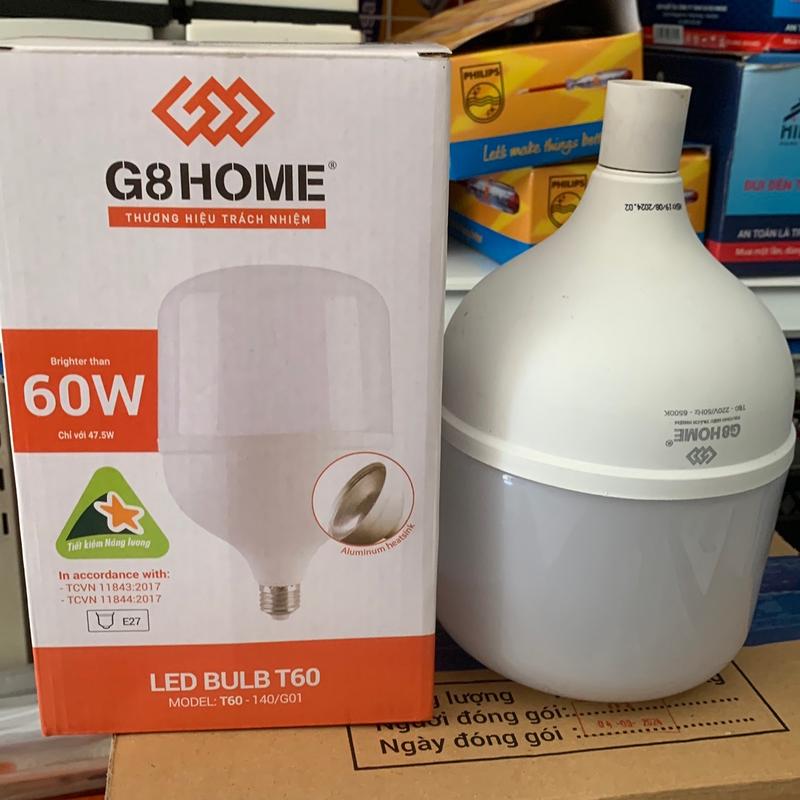  Bóng đèn LED 5w 10w 15w 20w 30w 40w 50w 60w .  g8 home công suất 90%  LED BULB trụ G8home vỏ nhôm . Siêu bền . 5w . bóng  đèn 