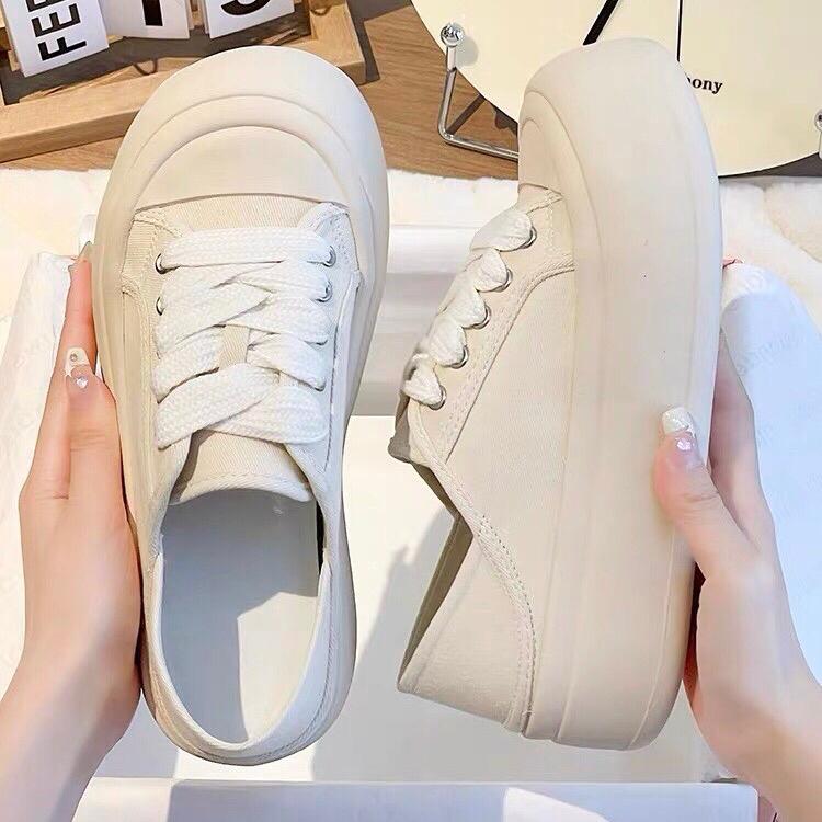  Giày thể thao nữ đạp gót buộc dây 3p Ro cao cấp 