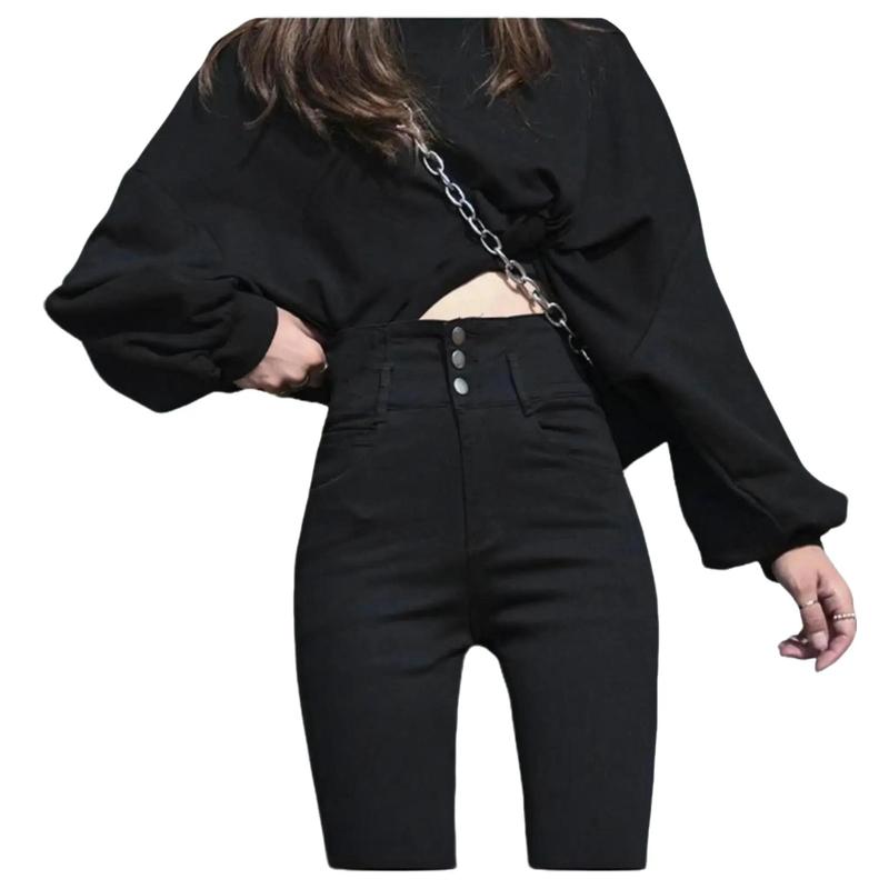 Quần Bò Giấy Cạp Cao 3 Cúc BIG SIZE 35-95kg Quần Skinny Jean Giấy Co giãn Hack Dáng Nữ Women Pants Denim Có Túi