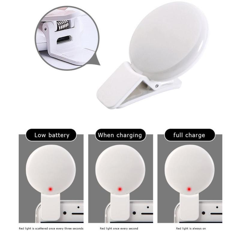 Product Introduction of T140inbookin Portable LED Light Mobile Phone Mini Selfie Fill Light 3 Modes Rechargeable Selfie Ring Light Clip-on Brightness Make Up Phone Fill Lamp 17