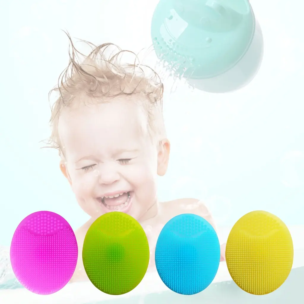 Bàn chải tắm silicon mềm cho bé trai và trẻ em, đầu gội đầu, bàn chải massage, lược lau