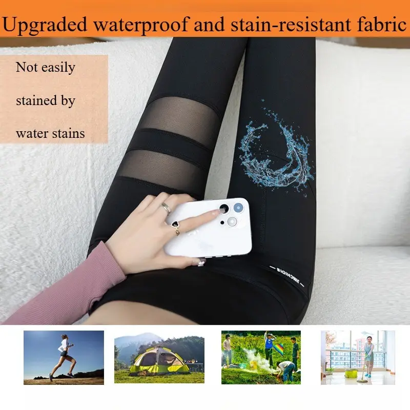 Quần Tập Yoga, Dành Cho Nữ, Thân Thiện Với 100kg, Quần Legging Cá Mập Cạp Cao Có Túi Lưới, Trang Phục Thể Dục Barbie Dày Trung Bình (Cỡ L-XXXL) 2