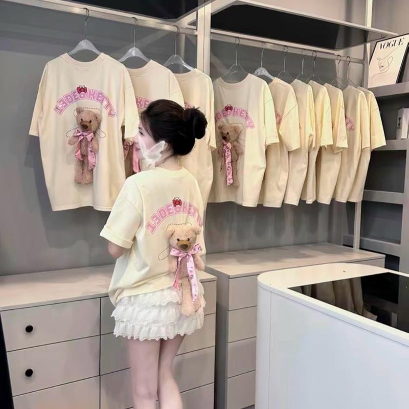 Áo Phông Đính Kèm Gấu To Form Rộng Qc L1