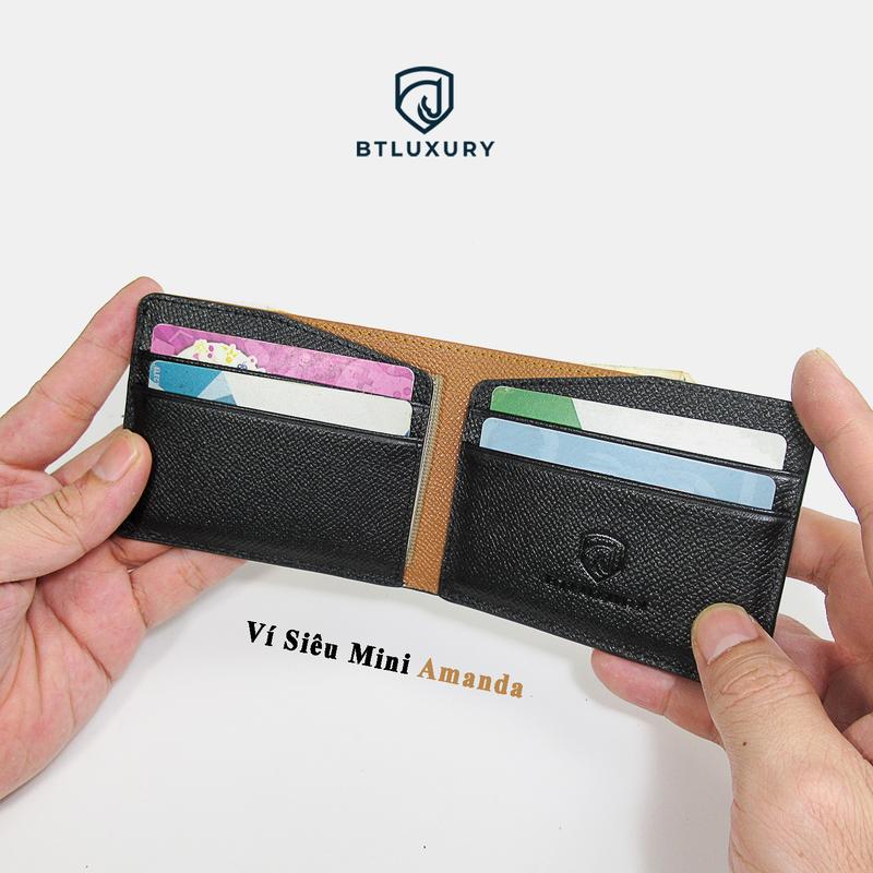Ví Nam Siêu Mini AMANDA Ví Da Nam Kích Thước Nhỏ Gọn Chất Da Bò Epsom Nhập Khẩu Cao Cấp Đường Chỉ May Chỉn Chu Sơn Viền Cạnh Tỉ Mỉ Ví mini nhỏ gọn thương hiệu BTLUXURY Wallet Hình Chữ Nhật ví nam