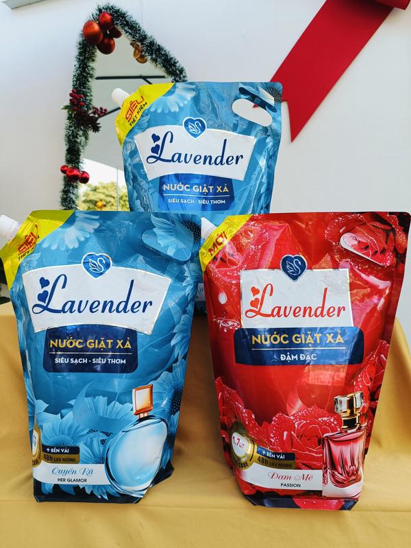 Combo 3 Túi nước giặt hương Lavender Thể tích 1 túi 1700ML Nước giặt xả 5 trong 1 Giặt sạch Thơm lâu Đậm đặc An toàn da tay