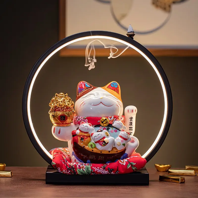 Mèo thần tài kèm Led 30cm và led 40cm tặng pin cho mèo vẫy tay Decor Decor Phòng Trang Trí Nhà