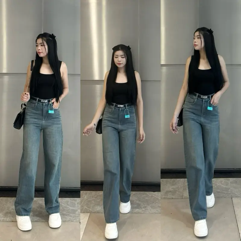 V.M-Quần jeans nữ suông trơn màu lạ mới(S-2XL) vải QC mềm V3242 Woment Pants