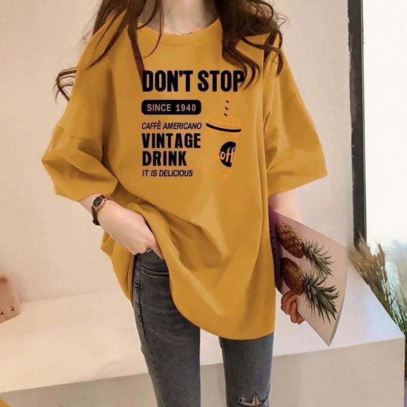 Product Introduction of Áo Thun Nữ Ngắn Tay, Thiết Kế In Hình, Hàng Mới Về Mùa Hè 2024, Áo Dài Trung Bình Dáng Rộng Che Khuyết Điểm 4