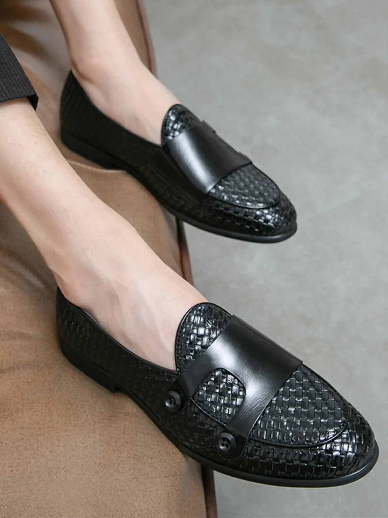 Men's Fashionable Slip on Dress Shoes, Casual Comfortable Shoes for Daily Wear, Lightweight Breathable Shoes for All Seasons