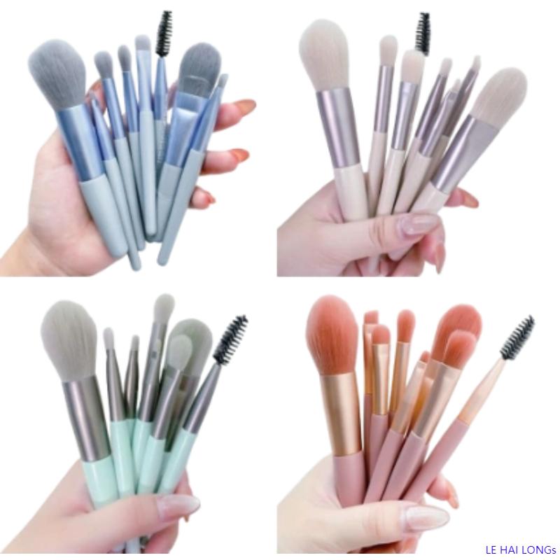 LE HAI LONGs Bộ Cọ Trang Điểm 8 Món Kèm Túi zip, Bộ Cọ Lông Mềm Đánh Phấn mắt, Tạo Khối Cá Nhân Chuyên Dụng 7