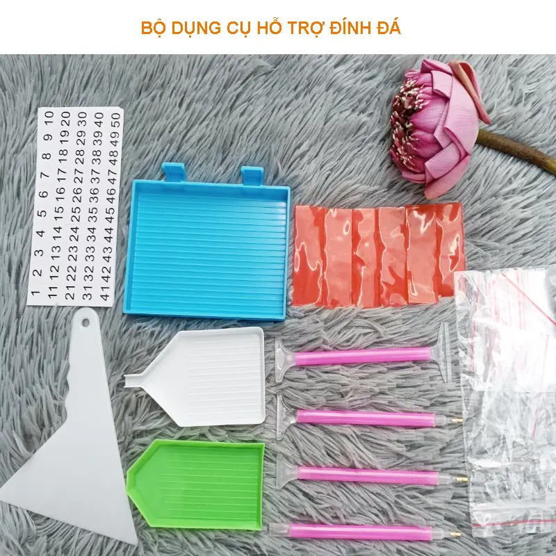 Bút Đính Đá, Khay, Sáp, Túi Zip - Dụng Cụ Hỗ Trợ Làm Tranh Đính Đá - Tranh Gắn Đá -  DIY Handmade
