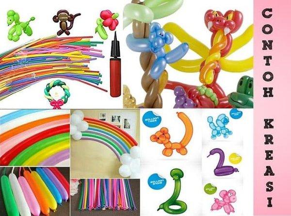 10 pcs balon latex cacing twisting | balon cacing panjang | balon pentil - ecer warna warn