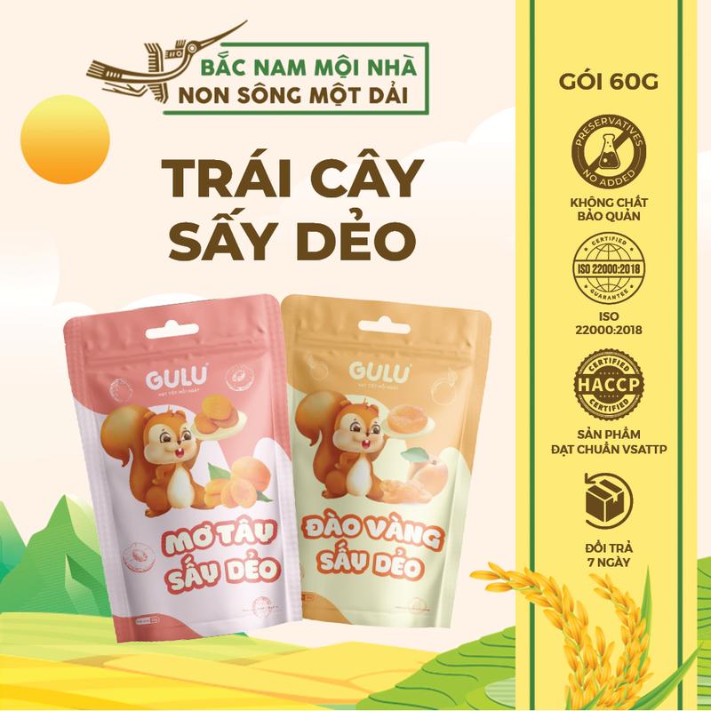 Trái Cây Sấy Dẻo 60g (Đào vàng, Mơ tây, Kiwi) GULU FOODS