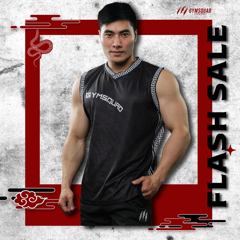 Áo Ba Lỗ Họa tiết trống đồng Phong Cách Bóng Rổ GYMSQUAD (lộn trái khi giặt) Chất Mè Thoáng Khí Co giãn Mensport  jersey