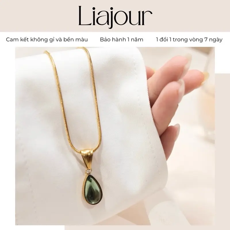 [Titan ko đen gỉ] - Dây chuyền Clarice nữ chất liệu Titan mạ vàng 18k ko gỉ và bên màu